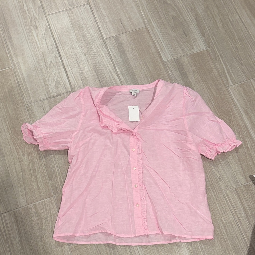 J. Crew Light Pink Ruffled Blouse